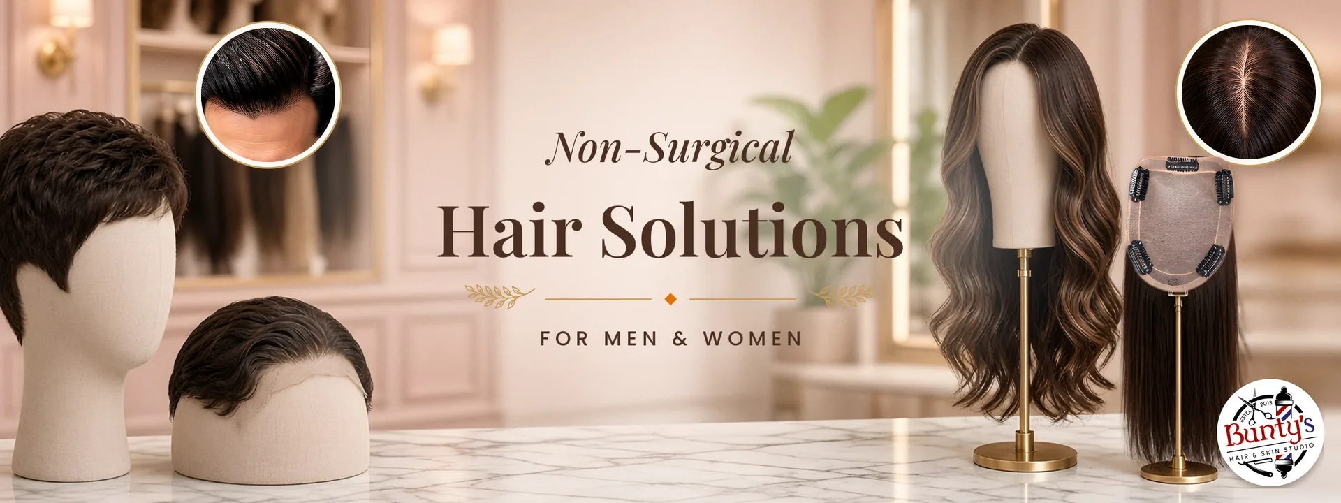 Hair patch exchange offer – non-surgical hair solutions for men and women at Bunty's Hair and Skin Studio, Vadodara