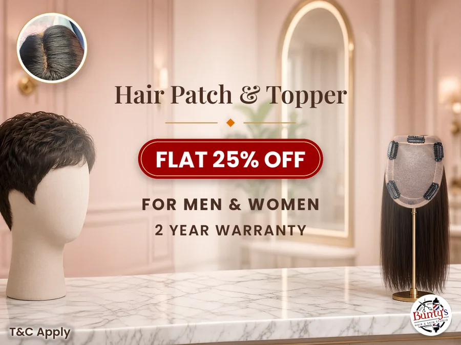 Hair patch and hair topper offer in Vadodara – flat 25% off for men and women, with 2-year warranty, Bunty's Old Padra Road